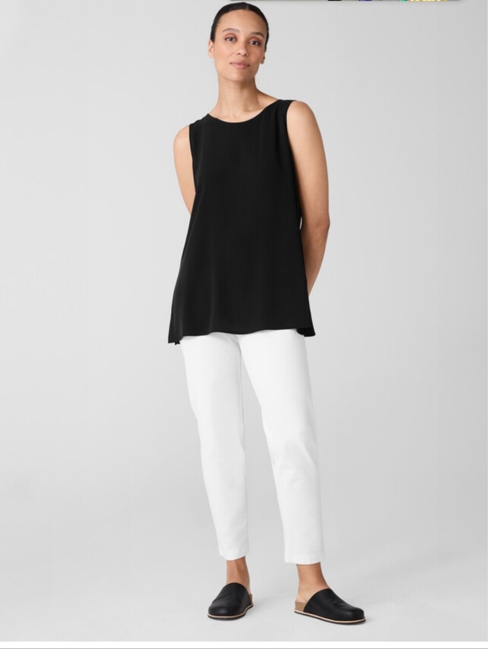 Eileen Fisher Womens Washable Stretch Crepe White Slim Ankle Pant Sz. Small